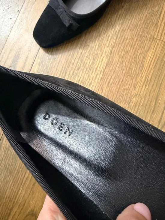 NWOB Doen Odette Ballet Flats in Kid Black Suede Women EU 38 - Picture 3 of 8